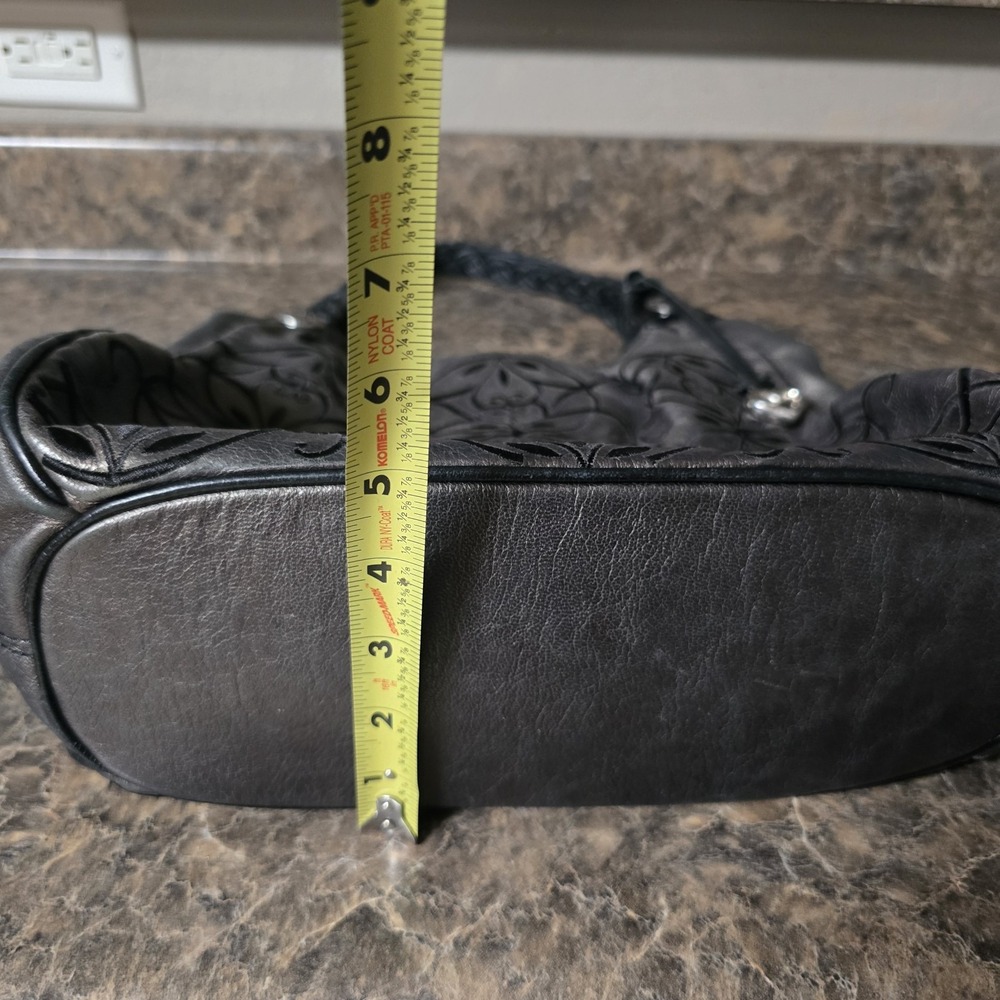 Brighton Florencia Metallic Gray Floral Embroidered Handbag Shoulder Bag Purse - Picture 6 of 13
